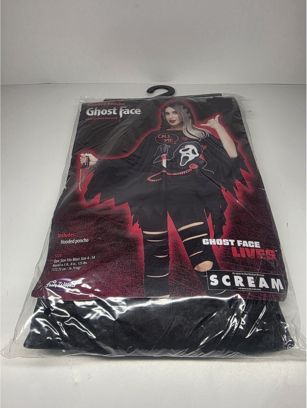 Adult Ghost Face Lives Scream Hooded Poncho Scream Costume One Size